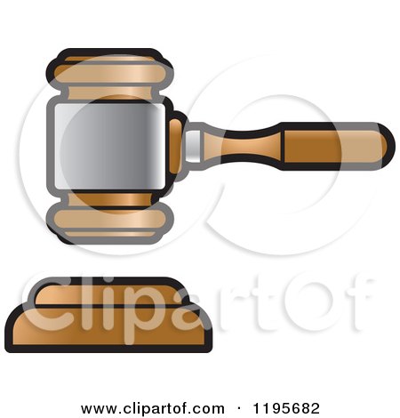 Clipart of a Silver and Wooden Gavel - Royalty Free Vector Illustration by Lal Perera