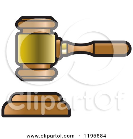 Clipart of a Gold and Wooden Gavel - Royalty Free Vector Illustration by Lal Perera