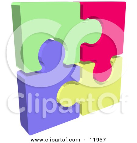 Completed Colorful Jigsaw Puzzle Clipart Illustration by AtStockIllustration