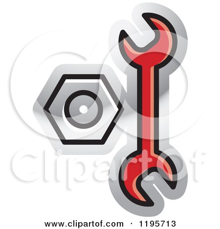 Clipart of a Spanner and Nut Tool Icon - Royalty Free Vector Illustration by Lal Perera