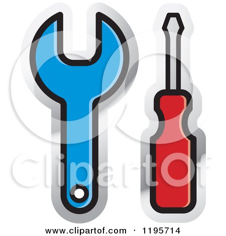 Clipart of a Spanner and Screwdriver Tool Icon - Royalty Free Vector Illustration by Lal Perera
