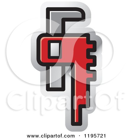Clipart of a Red Adjustable Spanner Icon - Royalty Free Vector Illustration by Lal Perera