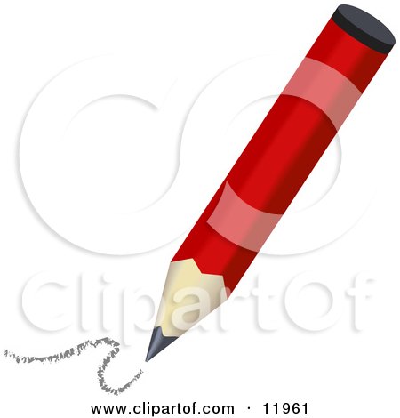 Red Pencil Drawing Clipart Illustration by AtStockIllustration