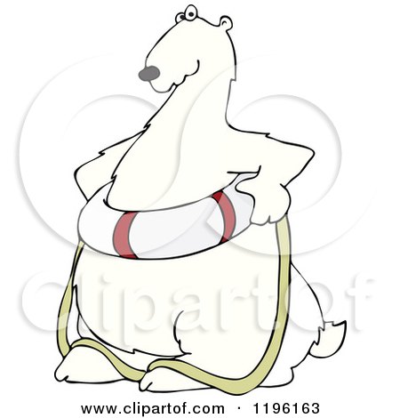 Cartoon of a Poar Bear Wearing a Life Preserver Buoy - Royalty Free Vector Clipart by djart