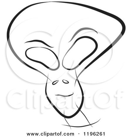 Clipart of a Black and White Alien Being Head - Royalty Free Vector Illustration by Spanky Art