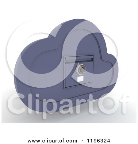 Clipart of a 3d Cloud Computing Locked File Cabinet - Royalty Free CGI Illustration by KJ Pargeter