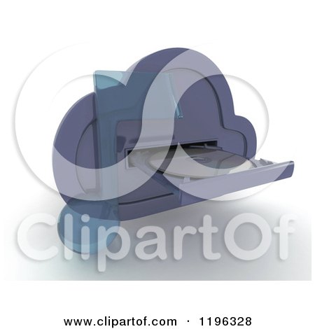 Clipart of a 3d Computing Cloud Drive with a Cd and Music Note - Royalty Free CGI Illustration by KJ Pargeter