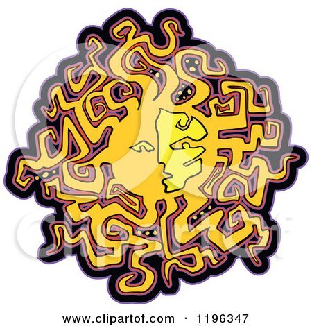 Clipart of an Abstract Sun with Swirly Rays - Royalty Free Vector Illustration by Chromaco