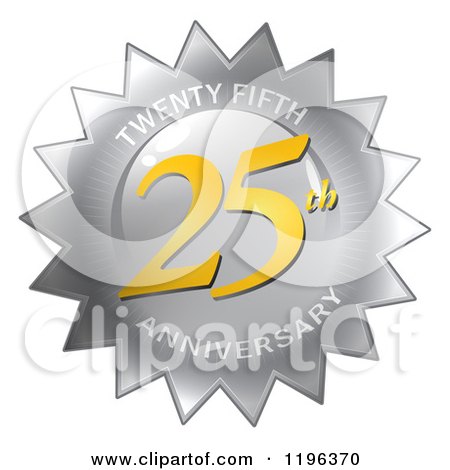 Clipart of a Gold and Silver 25th Anniversary Seal - Royalty Free CGI Illustration by Arena Creative