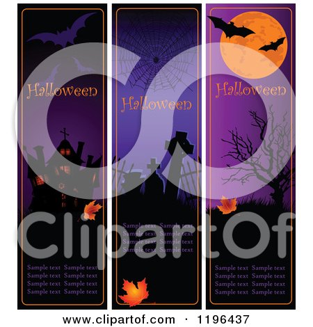 Cartoon of Vertical Halloween Banners with Sample Text - Royalty Free Vector Clipart by Pushkin