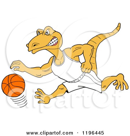 Clipart of a Goanna Lizard Mascot Dribbling a Basketball - Royalty Free Vector Illustration by LaffToon