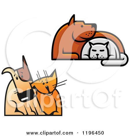 Clipart of Dogs and Cats Cuddling - Royalty Free Vector Illustration by Vector Tradition SM