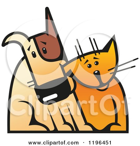 Clipart of a Dog and Cat Sitting Together - Royalty Free Vector Illustration by Vector Tradition SM
