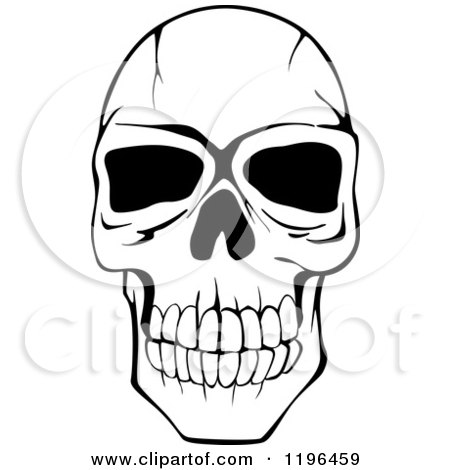 Clipart of a Black and White Cracked Skull 2 - Royalty Free Vector Illustration by Vector Tradition SM