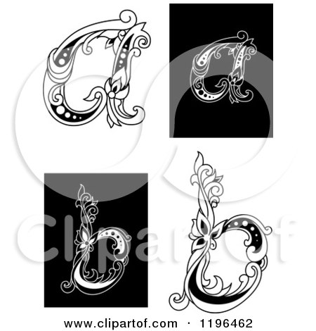 Clipart of a Vintage Floral Letter a and B - Royalty Free Vector Illustration by Vector Tradition SM