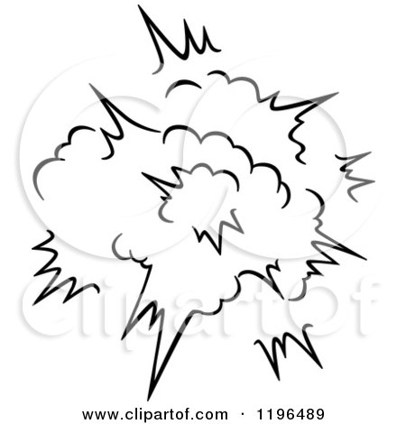 Clipart of a Black and White Comic Burst Explosion or Poof 19 - Royalty Free Vector Illustration by Vector Tradition SM