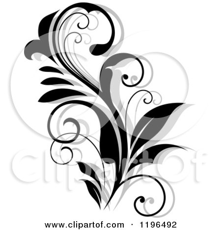 Clipart of a Black and White Flourish with a Shadow 5 - Royalty Free Vector Illustration by Vector Tradition SM