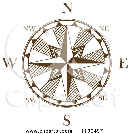 Clipart of a Brown and White Compass Rose 6 - Royalty Free Vector Illustration by Vector Tradition SM