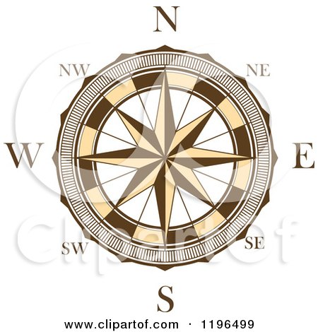 Clipart of a Brown and White Compass Rose 5 - Royalty Free Vector Illustration by Vector Tradition SM