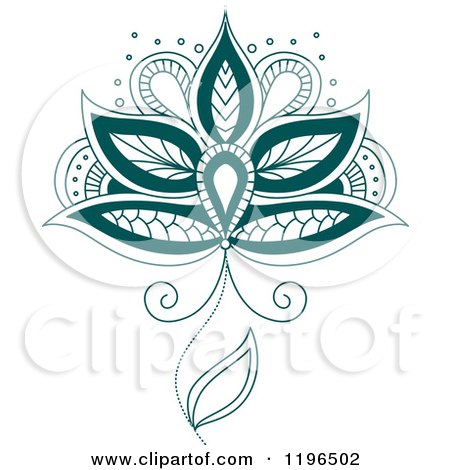 Clipart of a Teal Henna Flower 9 - Royalty Free Vector Illustration by Vector Tradition SM