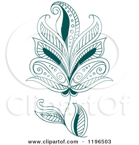 Clipart of a Teal Henna Flower 8 - Royalty Free Vector Illustration by Vector Tradition SM