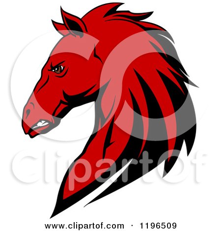 Clipart of a Tough Red Horse Head in Profile - Royalty Free Vector Illustration by Vector Tradition SM