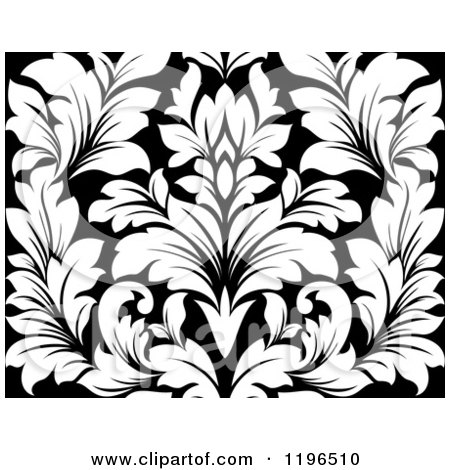 Clipart of a Black and White Seamless Damask Pattern 2 - Royalty Free Vector Illustration by Vector Tradition SM