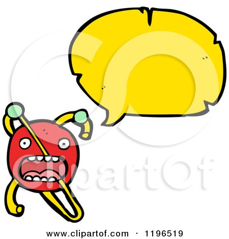 Cartoon of an Atom Speaking - Royalty Free Vector Illustration by lineartestpilot