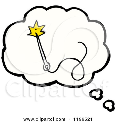 Cartoon of a Magic Wand in a Thinking Bubble - Royalty Free Vector Illustration by lineartestpilot