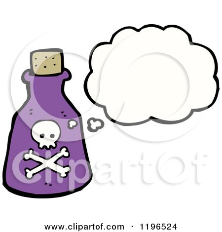 Cartoon of a Bottle of Poison Thinking - Royalty Free Vector Illustration by lineartestpilot