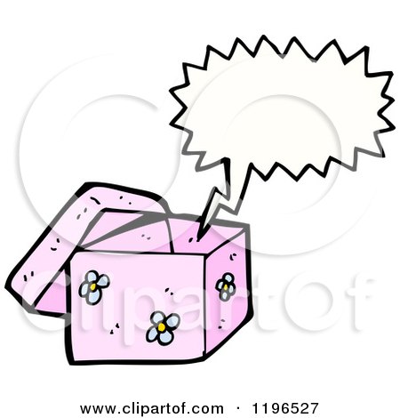 Cartoon of a Flowered Box Speaking - Royalty Free Vector Illustration by lineartestpilot