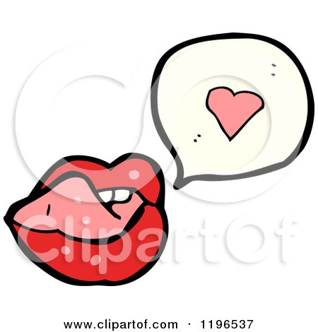 Cartoon of Lips in Love Speaking - Royalty Free Vector Illustration by lineartestpilot