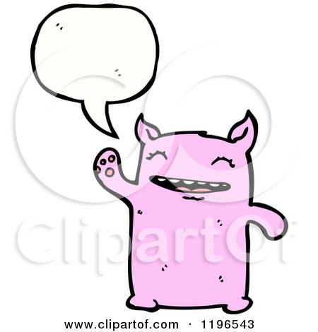 Cartoon of a Pink Monster Speaking - Royalty Free Vector Illustration by lineartestpilot