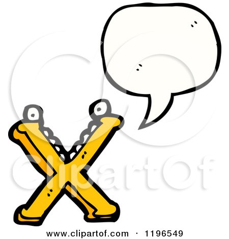 Cartoon of a Letter X Speaking - Royalty Free Vector Illustration by lineartestpilot