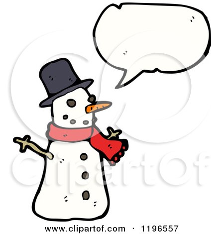 Cartoon of a Snowman Speaking - Royalty Free Vector Illustration by lineartestpilot
