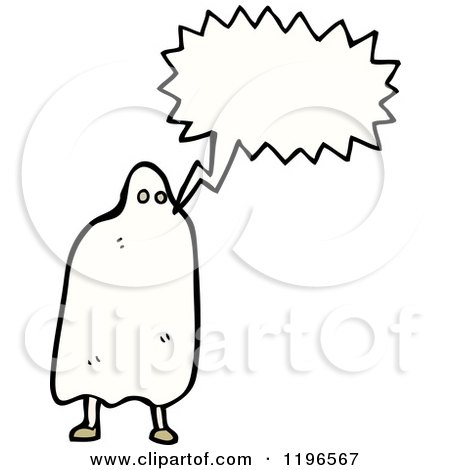 Cartoon of a Person in a Ghost Costume Speaking - Royalty Free Vector Illustration by lineartestpilot