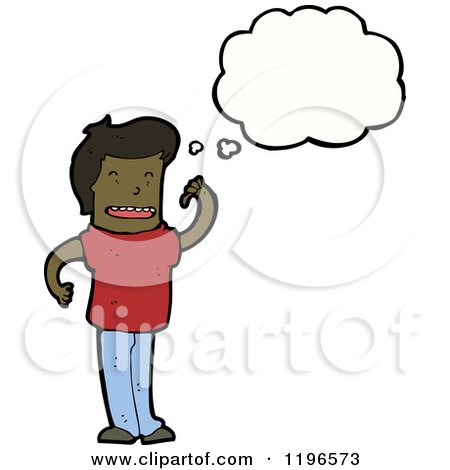 Cartoon of an African American Man Thinking - Royalty Free Vector Illustration by lineartestpilot