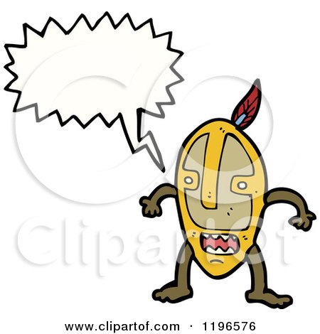 Cartoon of a Person in a Witch Doctor Mask - Royalty Free Vector Illustration by lineartestpilot