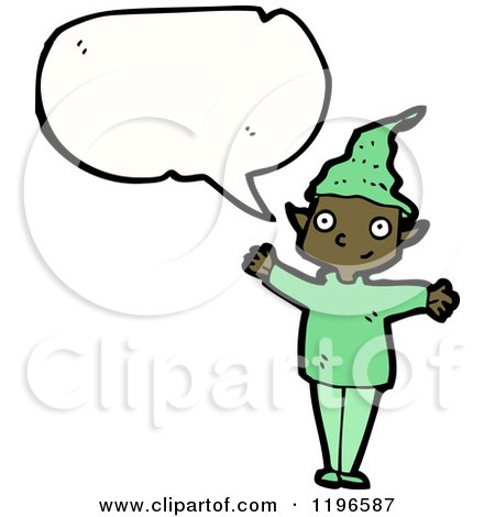 Cartoon of an Elf Speaking - Royalty Free Vector Illustration by lineartestpilot