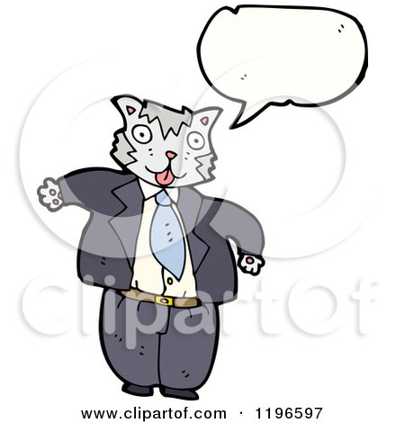 Cartoon of a Cat Wearing a Business Suit Speaking - Royalty Free Vector Illustration by lineartestpilot