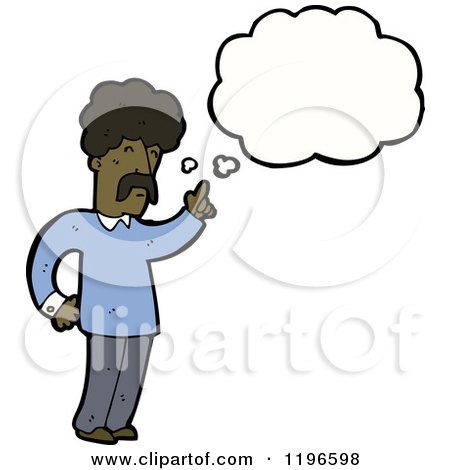 Cartoon of a Black Man Thnking - Royalty Free Vector Illustration by lineartestpilot