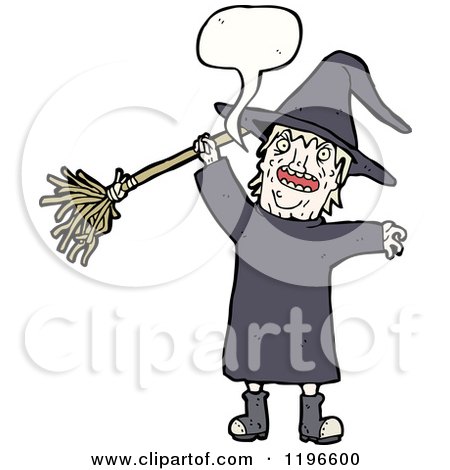 Cartoon of a Witch Speaking - Royalty Free Vector Illustration by lineartestpilot