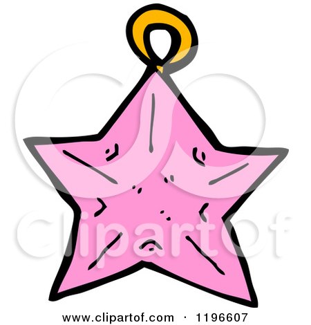 Cartoon of a Pink Star Ornament - Royalty Free Vector Illustration by lineartestpilot