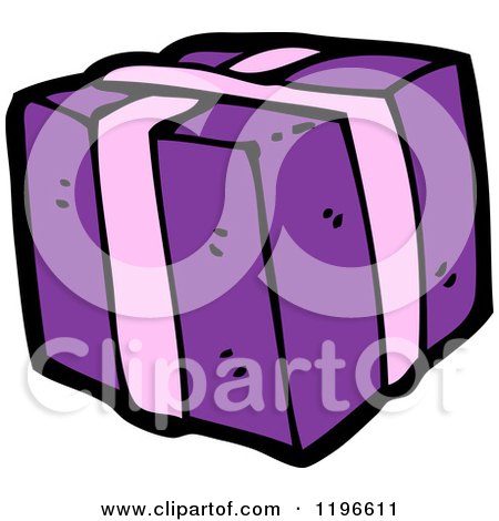 Cartoon of a Purple Wrapped Gift - Royalty Free Vector Illustration by lineartestpilot