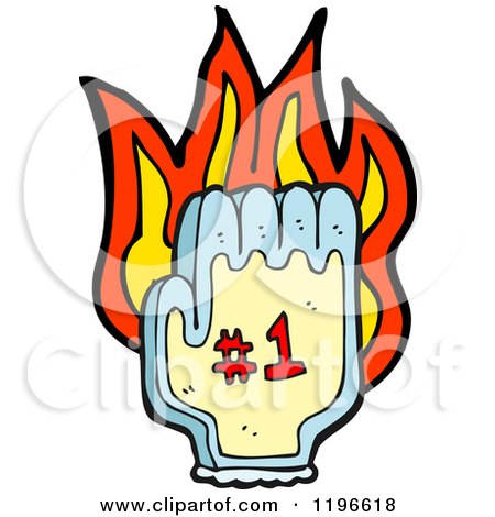 Cartoon of a Flaming Hand with the #1 - Royalty Free Vector Illustration by lineartestpilot