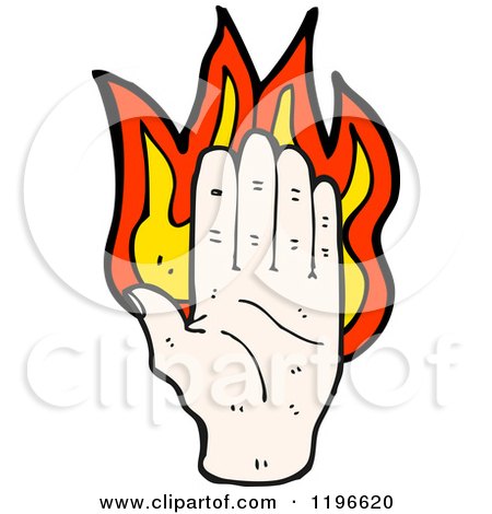 Cartoon of a Flaming Hand - Royalty Free Vector Illustration by lineartestpilot