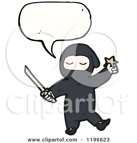 Cartoon of a Kid in a Ninja Costume Speaking - Royalty Free Vector Illustration by lineartestpilot