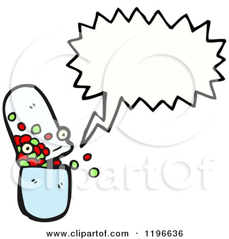 Cartoon of a Pill Speaking - Royalty Free Vector Illustration by lineartestpilot