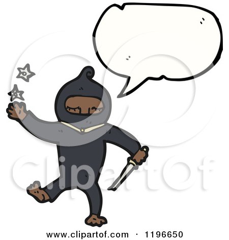Cartoon of a Kid in a Ninja Costume Speaking - Royalty Free Vector Illustration by lineartestpilot