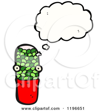 Cartoon of a Pill Thinking - Royalty Free Vector Illustration by lineartestpilot
